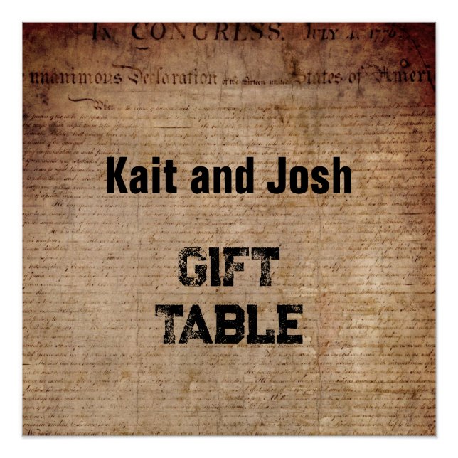 Declaration of Independence 📜 1776 Gift Table Poster (Front)