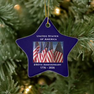Declaration of Independence 250th Anniversary USA  Ceramic Tree Decoration