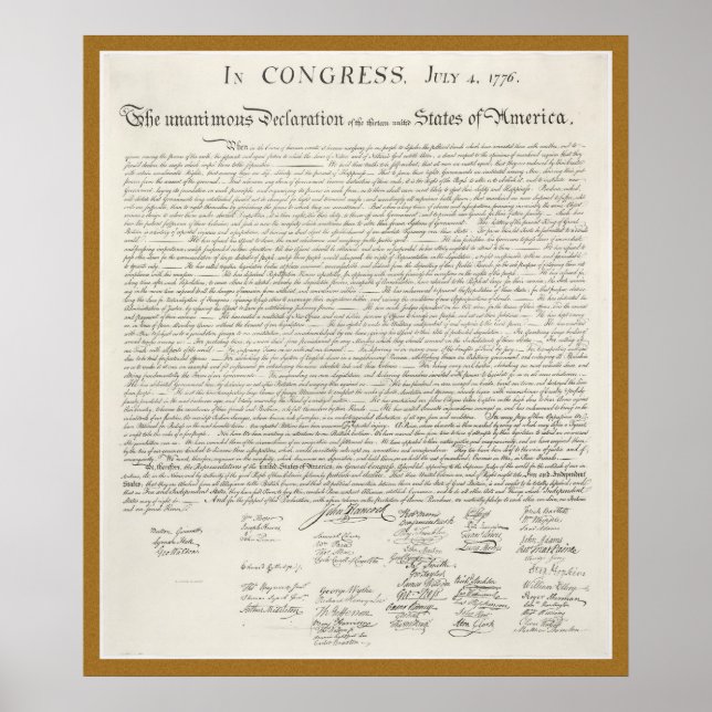 Declaration of Independence engraving poster (Front)