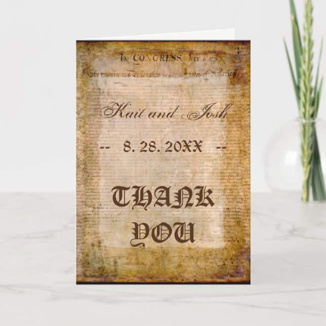 Declaration of Independence 📜 Historical Parchmen Thank You Card (Front)