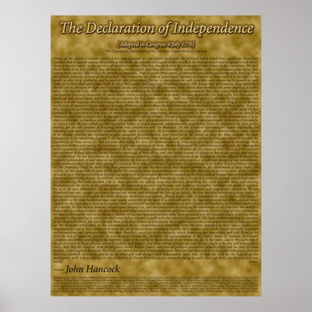 Declaration of Independence Poster (Front)