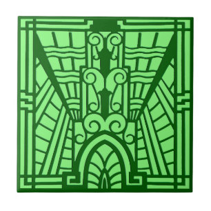 Deco Architectural Pattern, Light Jade Green Tile
