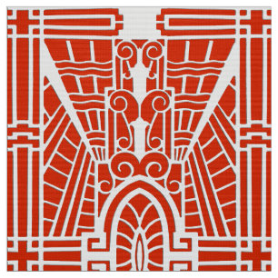 Deco Architectural Pattern, Mandarin Orange Fabric