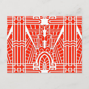 Deco Architectural Pattern, Mandarin Orange Postcard