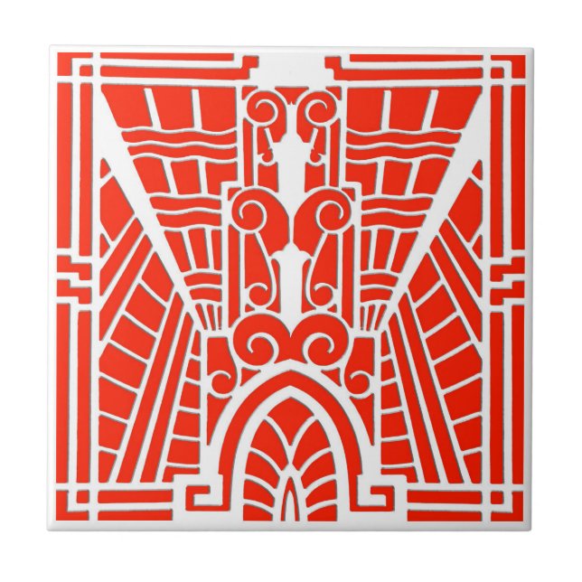 Deco Architectural Pattern, Mandarin Orange Tile (Front)
