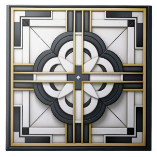  Deco Beautiful Black White Gold  Tile