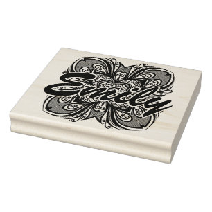 Deco Black Square Inspired Rubber Stamp