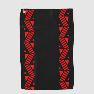 Deco  border in red & black golf towel