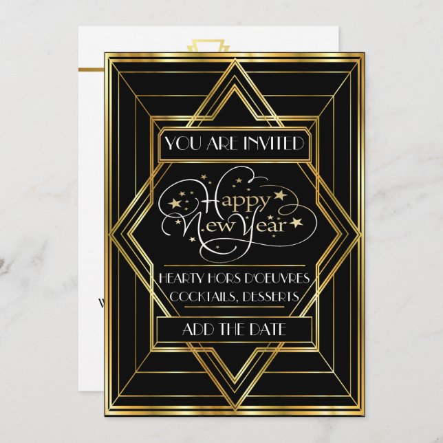 Deco Champagne Celebration Invitation (Front/Back)