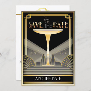Deco Champagne Save The Date Invitation