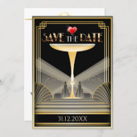 Deco Champagne Save The Date Invitation