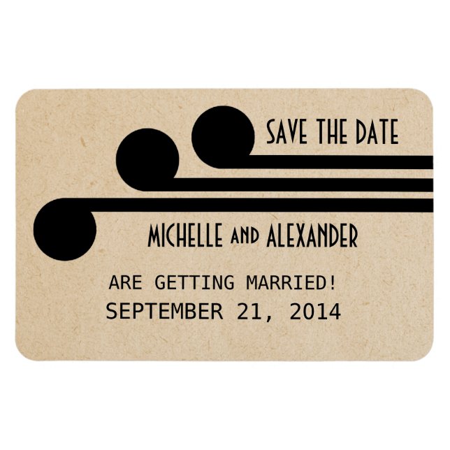 Deco Chic Save the Date Magnet, Ebony Magnet (Horizontal)