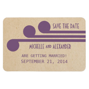 Deco Chic Save the Date Magnet, Purple Magnet