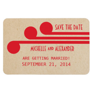 Deco Chic Save the Date Magnet, Red Magnet