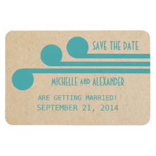 Deco Chic Save the Date Magnet, Teal Magnet