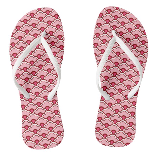 Deco Chinese Scallops, Fuchsia and Light Pink  Jandals (Footbed)
