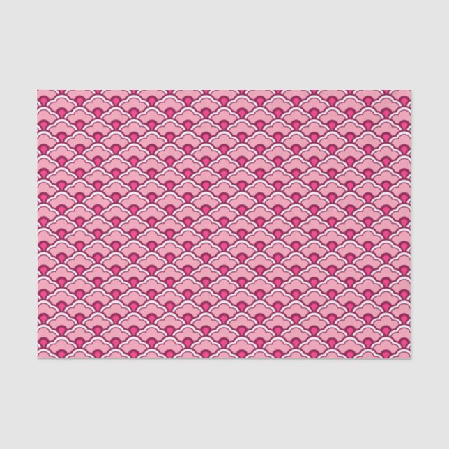 Deco Chinese Scallops, Fuchsia and Light Pink Tissue Paper (Front)