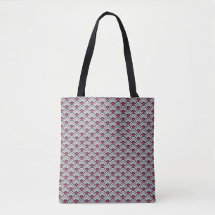 Deco Chinese Scallops, Grey / Grey, Black and Pink Tote Bag