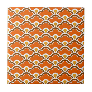 Deco Chinese Scallops, Mandarin Orange  Tile