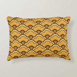 Deco Chinese Scallops, Mustard Gold and Brown Decorative Cushion