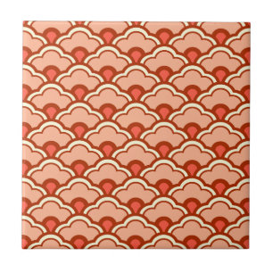 Deco Chinese Scallops, Peach, Rust and Cream Ceram Tile