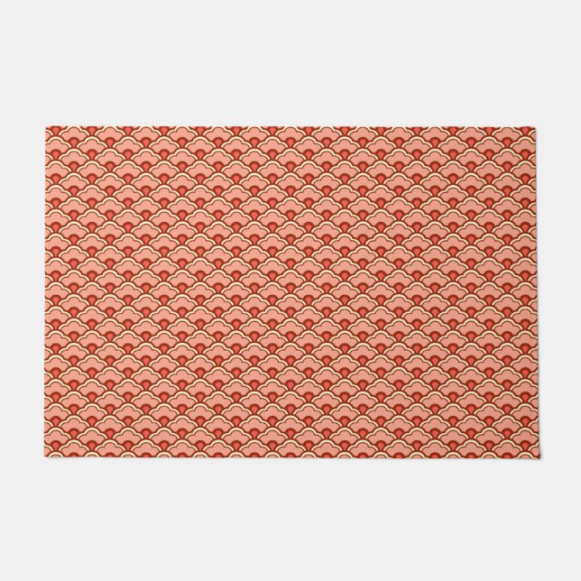 Deco Chinese Scallops, Peach, Rust and Cream Doormat (Front)