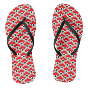 Deco Chinese Scallops, Red, Grey, Black and White Jandals