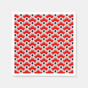 Deco Chinese Scallops, Red, Grey, Black and White Napkin
