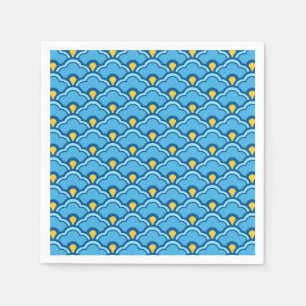 Deco Chinese Scallops, Turquoise and Aqua Napkin