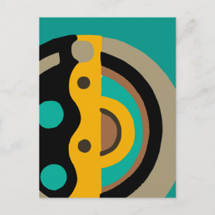 Deco Circle in Gold and Teal Postcard