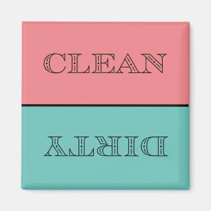 Deco Clean/Dirty Dishwasher Magnet (Pink/Teal)