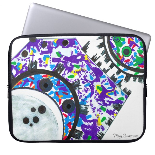 "Deco Cogs" 13" laptop sleeve (Front)
