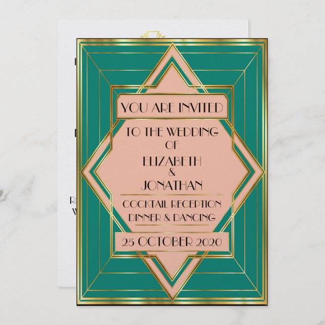 Deco Contemporary Wedding / Event Invitation (Front/Back)
