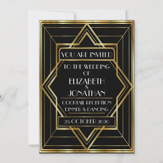 Deco Contemporary Wedding Invitation (Front)