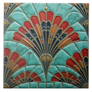 Deco Crescent in Flame Tile