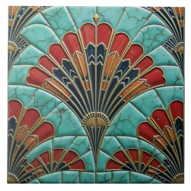 Deco Crescent in Flame Tile (Front)