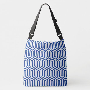 Deco Egyptian motif - cobalt blue and white Crossbody Bag