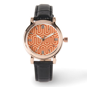 Deco Egyptian motif - coral orange Watch
