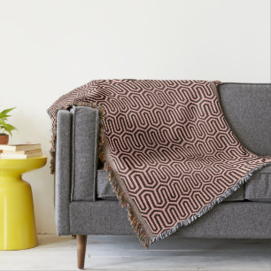 Deco Egyptian motif - pink and chocolate Throw Blanket