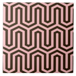 Deco Egyptian motif - pink and chocolate Tile