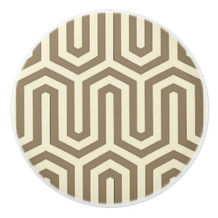 Deco Egyptian motif - taupe and cream Ceramic Knob