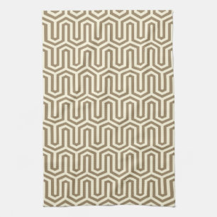 Deco Egyptian motif - taupe and cream Tea Towel