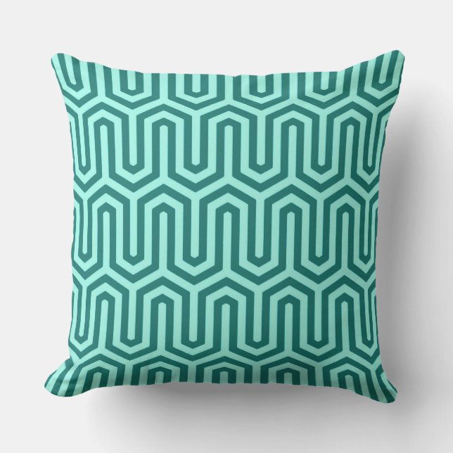 Deco Egyptian motif - turquoise and aqua Outdoor Cushion (Front)