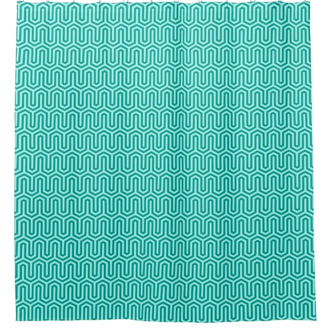 Deco Egyptian motif - turquoise and aqua Shower Curtain (Front)