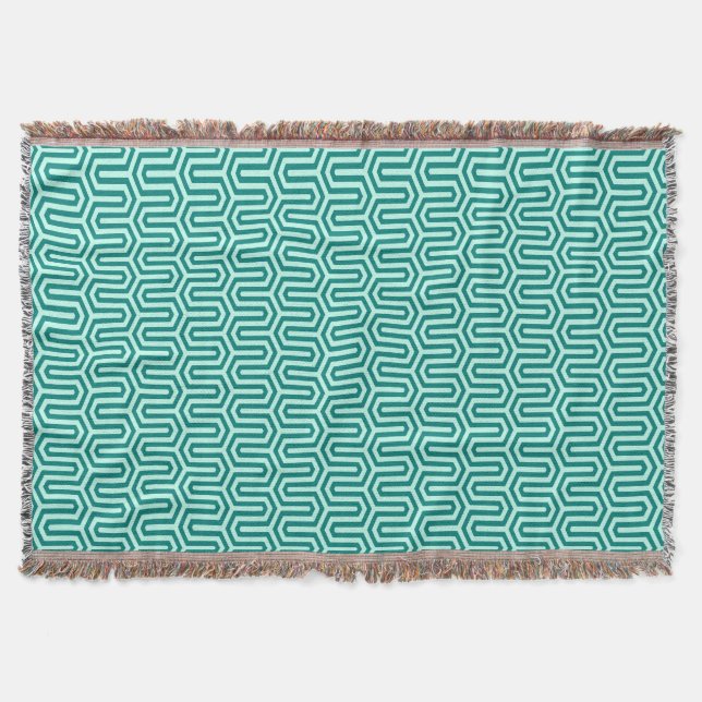 Deco Egyptian motif - turquoise and aqua Throw Blanket (Front)