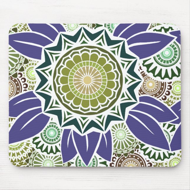 Deco Fandango in Green and Grape Mouse Pad (Front)