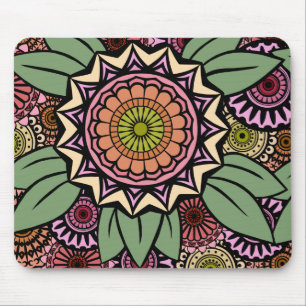 Deco Fandango in Orange and Green Mouse Pad