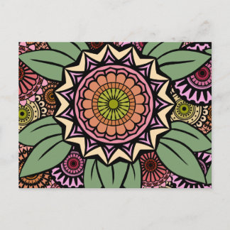 Deco Fandango in Orange and Green Postcard