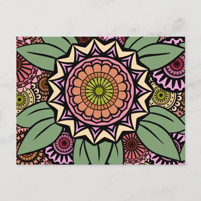 Deco Fandango in Orange and Green Postcard (Front)