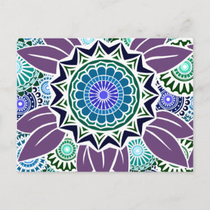 Deco Fandango in Purple and Blue Postcard